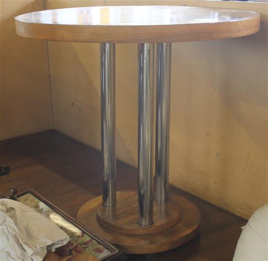 Circular Art Deco walnut table(-)